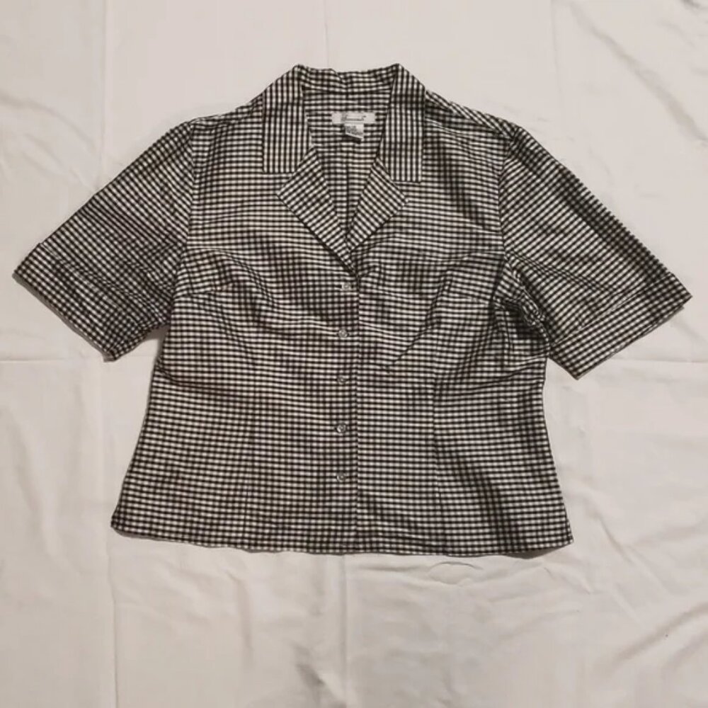 ❤️ Savannah checkered SILK short sleeve Blouse ❤️
